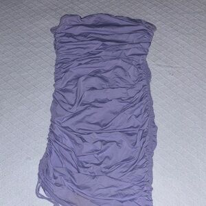 Purple Ruched Strapless Dress